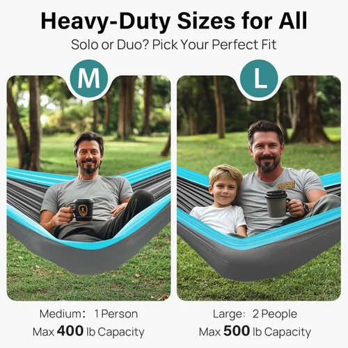Miniatura 2 de Kootek Hamaca de campamento, hamacas portátiles con correas para árboles y bolsa de transporte adjunta, equipo esencial de campamento, perfecto