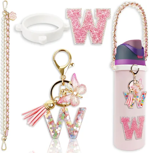 Miniatura 65 de Letter Handle Strap Accessories with Cute Initial Charm Compatible with Owala Water Bottle 24oz 32oz 40oz Owala Kids Púrpura