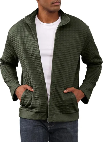 Miniatura 11 de Oymyakon Chaqueta deportiva ligera para hombre, estilo casual, elegante, estilo bombardero, con cremallera, con bolsillos