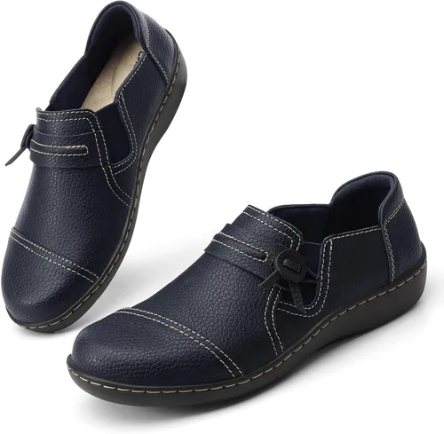 Miniatura 8 de LAZYPOP Mocasines de cuero clásicos y cómodos para mujer, bonitos zapatos de vestir informales, ligeros, para caminar, zapatos planos
