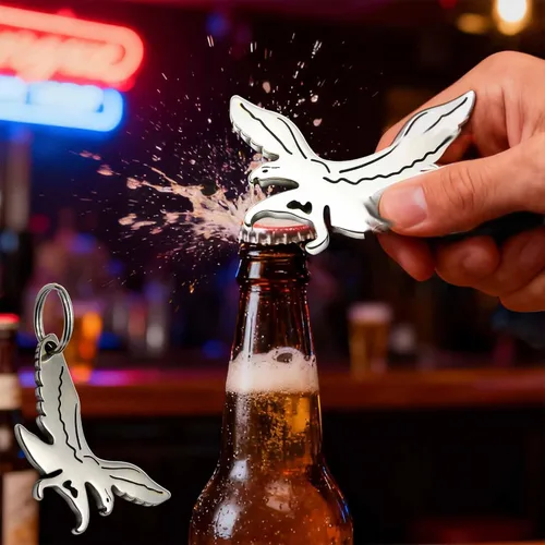 Miniatura 2 de Llavero abrebotellas con forma de águila calva, aleación de zinc, llavero de abrebotellas de cerveza de plata, llavero de viaje, abridor de cerveza