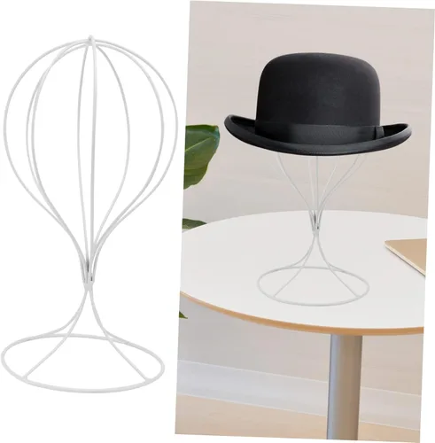 Miniatura 5 de Garneck Estante de hierro forjado para sombreros, soporte de exhibición de mesa, organizador de escritorio negro, trípode portátil, soporte