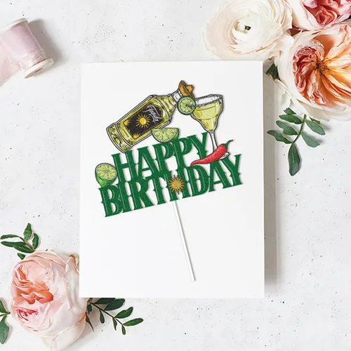 Miniatura 4 de Decoración para tartas de fiesta de cumpleaños de tequila – Suministros de fiesta de Cinco de Mayo para hombres – Taco Bout A Party Cocktail