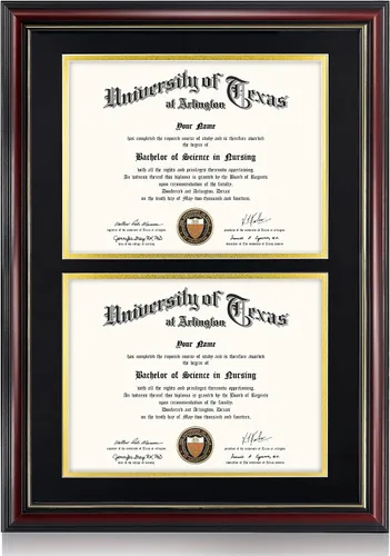 Miniatura 66 de GraduationMall Marco de diploma de certificado de 8.5 x 11, madera maciza y vidrio templado, acabado negro con ribete dorado