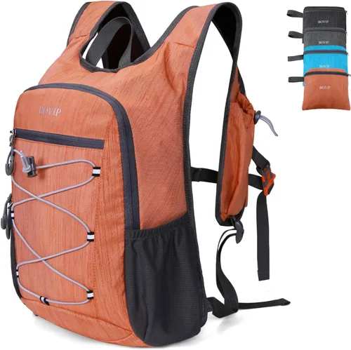BOVIP Mochila de senderismo de 20L Mochila de senderismo plegable ligera Mochila de viaje pequeño al aire libre plegable bolsa de hombro naranja