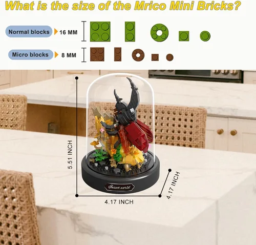 Miniatura 4 de Juego de construcción de bonsái de plantas de insectos, conjunto de mini animales amigos para adultos, regalo de colección de insectos para niños