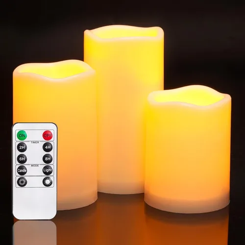 Miniatura 11 de Homemory paquete de 9 velas sin llama, impermeables para exteriores, velas LED acrílicas que funcionan con pilas, con control remoto y temporizador
