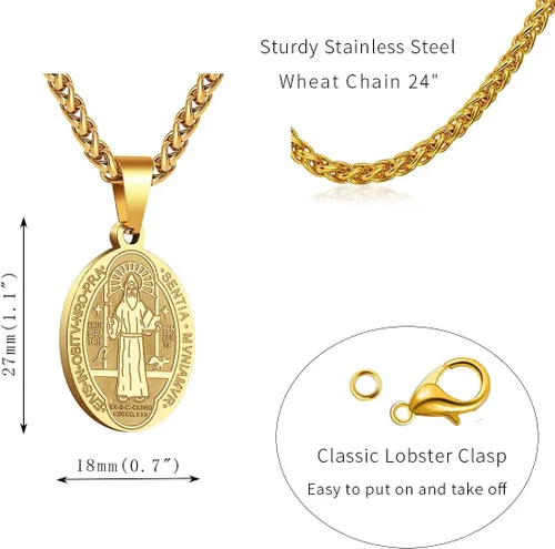 Miniatura 27 de P. BLAKE Collar ovalado de San Cristóbal, Miguel, José, Jude/Virgen María/José/Francisco/Patrick/Anthony/Benedict/Thomas para hombres y mujeres
