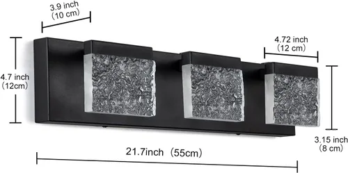Miniatura 4 de EDISLIVE Moderna lámpara de tocador de baño de 21.7 pulgadas, 3 luces LED regulables para pared de baño, para sala de estar, dormitorio, 6000 K