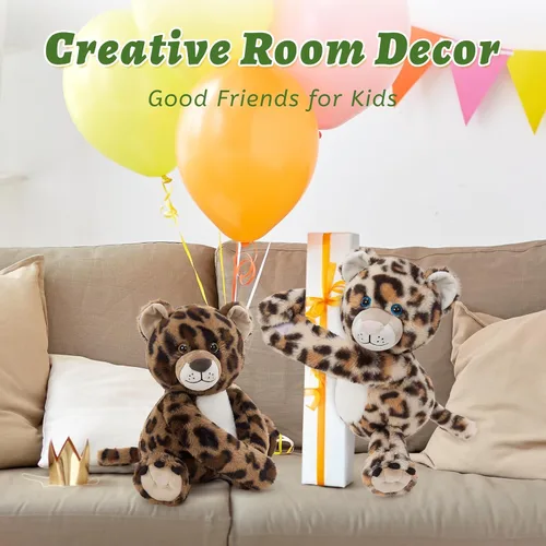 Miniatura 6 de MorisMos Dúo de Animales de Peluche de Leopardo, Congelables y Aptos para Microondas, Juguete de Leopardo de Brazos Largos para Abrazar, Almohadilla