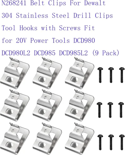 Miniatura 2 de N268241 Clips para cinturón Dewalt 304 Pinzas de taladro de acero inoxidable Ganchos de herramientas con tornillos para herramientas eléctricas
