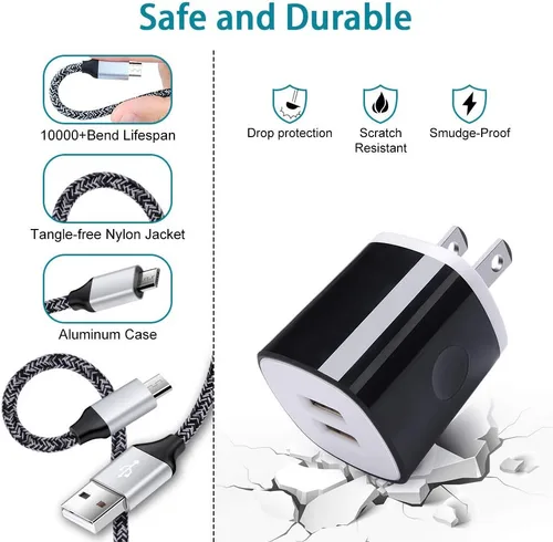 Miniatura 2 de Cubo de carga con cable micro USB, cable de carga rápida compatible con Samsung Galaxy S7/S6/Edge/Active S5 S4 Note 5/4, J7 J3 J2 A7 A10S A10 A6