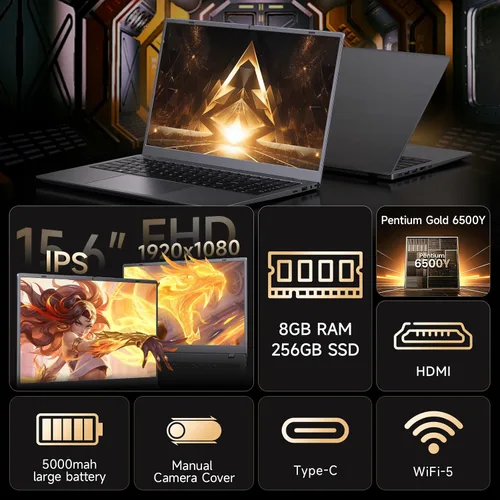 Miniatura 2 de Computadora portátil de 15.6 pulgadas - Laptops con procesador Pentium (hasta 3.4 GHz), 8 GB de RAM 256 GB SSD, pantalla FHD de 1080P, batería