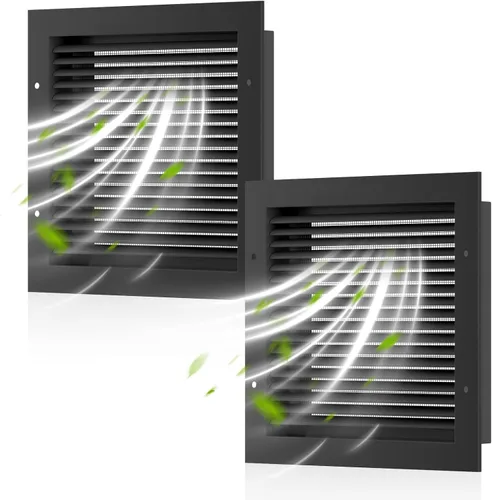 Miniatura 16 de Rejillas de ventilación de pared de 8 pulgadas de ancho x 8 pulgadas de alto, rejillas de ventilación Hon&Guan de aleación de aluminio a dos aguas