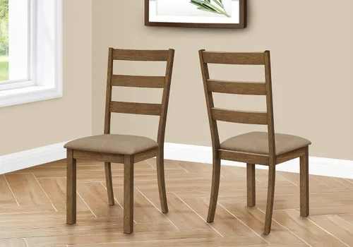 Miniatura 2 de Monarch Specialties I 1313 - Silla de comedor, 2 unidades, laterales, tapizada, cocina, comedor, tela, patas de madera, marrón, beige, transición