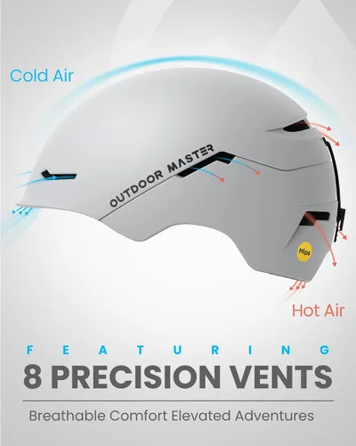 Miniatura 3 de OutdoorMaster ELK MIPS - Casco de esquí, casco deportivo de nieve y snowboard para hombres, mujeres y jóvenes Blanco Perlado
