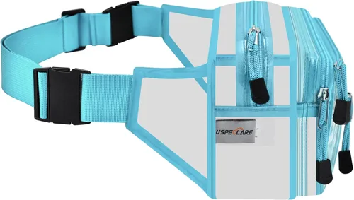 Miniatura 7 de Riñonera transparente aprobada por estadios para mujeres, para el trabajo, bolsa de cintura multiusos para viajes y eventos deportivos, Aguamarina