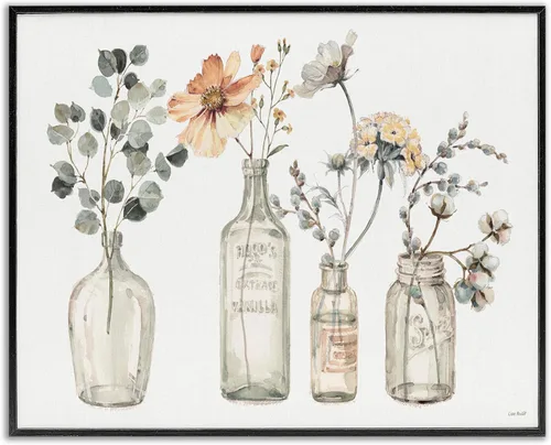 Miniatura 32 de Stupell Industries Ramos florales antiguos en frascos, arte giclée enmarcado, blanco, 20 x 16 pulgadas, fácil de colgar y resistente, fabricado