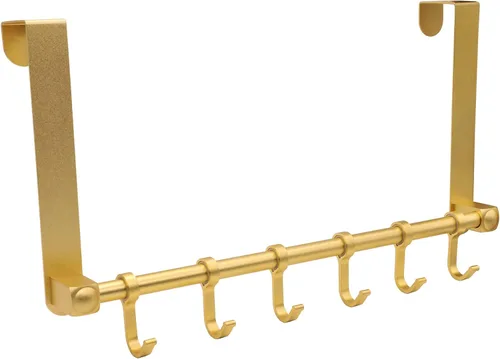 Ganchos sobre la puerta, colgador de puerta, perchero de 6 ganchos para colgar sobre la puerta, organizador de puerta de aluminio resistente para
