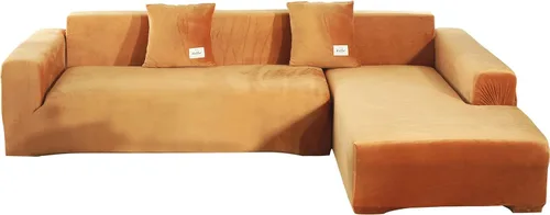 Miniatura 17 de Fundas de sofá modulares en forma de L, 2 fundas elásticas antideslizantes para sofá de 3 + 3 plazas, funda de sofá con fundas de almohada