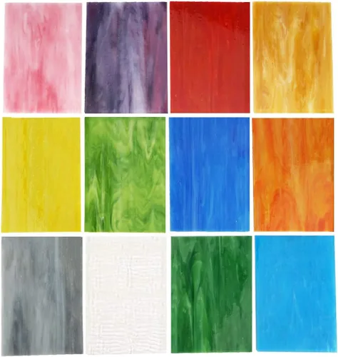 Lanyani (10 hojas) Varias láminas de vidrieras de 4 x 6 pulgadas, paquete de vidrio de arte de ópalo Tiffany, texturas mixtas Spring Mix
