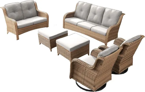 Miniatura 57 de Rilyson Mecedora de mimbre - Juego de 2 sillas mecedoras de mimbre para patio, sillas mecedoras de ratán para porche al aire libre, terraza, jardín