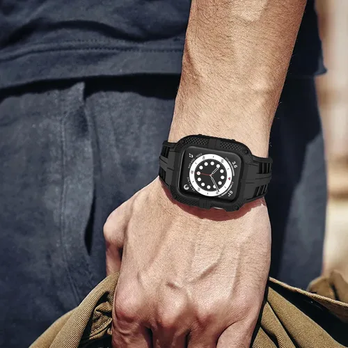 Miniatura 6 de Correa resistente para Apple Watch Series 9 de 45 mm, 44 mm, 42 mm, SE 9/8/7/6/5/4/3 para hombres, Negro, 41 mm/40 mm/38 mm, Deportes