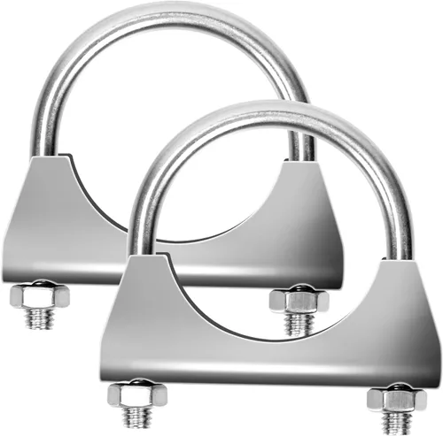 Miniatura 10 de Glarks 2 abrazaderas en U de acero inoxidable 304 de 1.378 in (1-3/8 pulgadas) con brida de sillín para tubo de escape