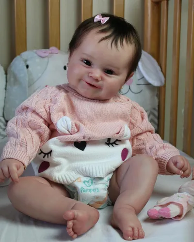 Angelbaby Muñecas de bebé Reborn realistas de silicona de cuerpo completo de 20 pulgadas, hechas a mano, muñeca de bebé realista Sweet Smile recién