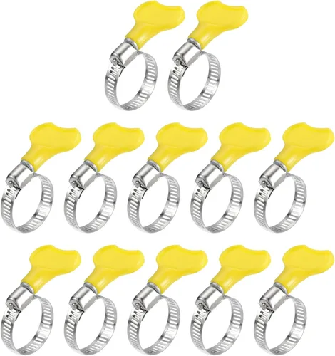Miniatura 18 de uxcell Abrazadera de manguera de engranaje helicoidal, 24 abrazaderas de manguera de acero inoxidable ajustables de 1/2 a 3/4 pulgadas con mango