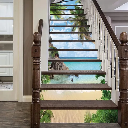 Miniatura 2 de artfanke 13 piezas Calcomanías de Árbol de Coco Despegar y Pegar - Calcomanías Autoadhesivas de Palmera para Contrahuella de Escalera - Calcomanías