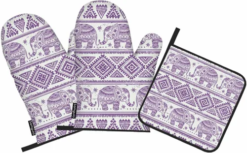 Miniatura 16 de Juego de manoplas de horno y soportes para ollas de piña, frutas tropicales, arte exótico hawaiano, resistente al calor, 3 piezas para cocinar