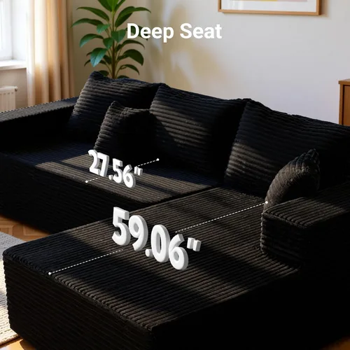 Miniatura 3 de YDN Sofá de sofá deshuesado de 110 pulgadas, sofás seccionales para sala de estar, sofá nube con diván, juego de sofá modular en forma de L, diván