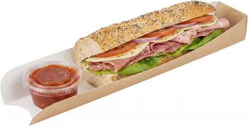 Miniatura 6 de Bio Tek - Bandeja rectangular de papel kraft para perros calientes o sándwiches – 11 3/4" x 2" x 1 1/4" – caja de 200