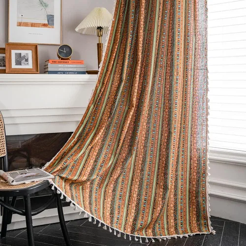 Miniatura 11 de STACYPIK Cortinas rústicas florales para ventana, cortinas semiopacas transpirables de 63 pulgadas de largo, 2 paneles lavables, cortinas filtrantes