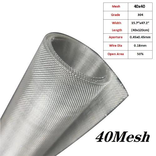 Miniatura 4 de Pantalla de malla de acero inoxidable #40Mesh -Tamaño: 15.7 x 47.2 "(40x120cm) Pantalla de malla de alambre SS304, para ventilación, jaula, jardín