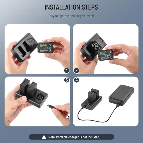 Miniatura 7 de NEEWER Juego de batería de repuesto y cargador para EN-EL25, paquete de 2 baterías de 1350 mAh y cargador USB tipo C de doble canal, compatible