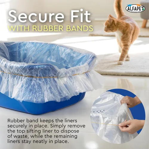 Miniatura 5 de Alfapet Revestimientos Originales para Caja de Arena para Gatos con Tamiz - Extra Gigante 60 Unidades - Bolsas de Arena para Gatos Resistente al