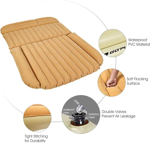 Miniatura 2 de Goplus - Colchón inflable para asiento trasero de auto, incluyen bomba de aire eléctrica, ideal para acampar, viajes o para dormir en casa, inflado