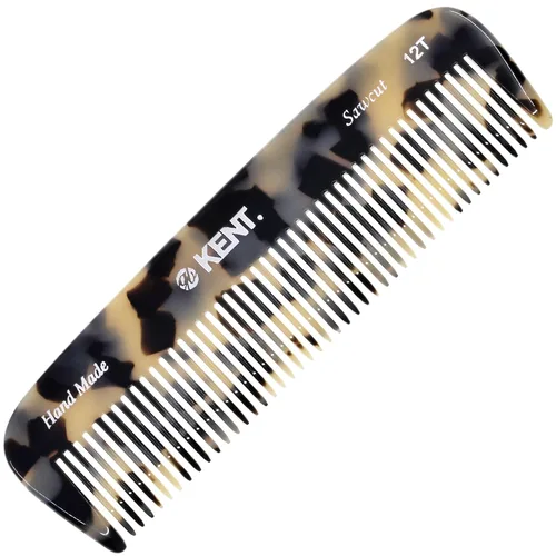 Kent 12T TW Peine de Bolsillo - Peine de Cabello de Dientes Anchos Hecho a Mano para Hombres, Mujeres y Niños - Peine de Viaje, Barba y Bigote -