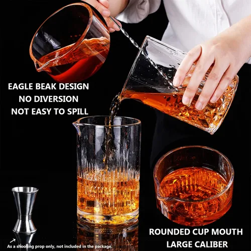 Miniatura 5 de 2 vasos de cóctel grabados con cristal de cristal, agitación de bebidas de 24 onzas, parte inferior gruesa y pesada, vasos mezcladores profesionales