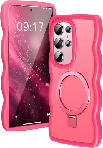 Miniatura 11 de [Soporte magnético y marco ondulado] Funda para Samsung Galaxy S24 Ultra [compatible con MagSafe] [protección militar contra caídas] no amarillenta
