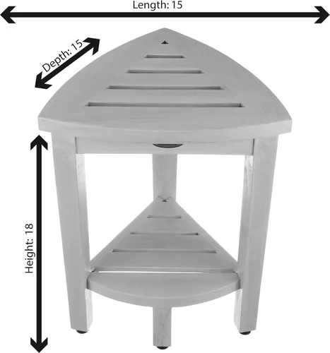 Miniatura 8 de CoastalVogue Snazzy - Banco esquinero de madera de teca con estante esquinero de 15 pulgadas de ancho con acabado blanco antiguo