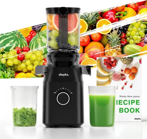 Máquinas exprimidoras, exprimidor de prensa en frío con canal de alimentación grande de 4.3 pulgadas para frutas y verduras enteras, máquina