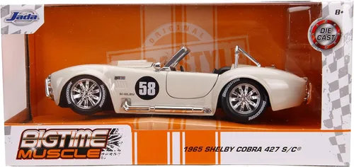Miniatura 5 de Jada Toys Bigtime Muscle 1:24 1965 Shelby Cobra 427 S/C Coche fundido a presión blanco, Juguetes para niños y adultos