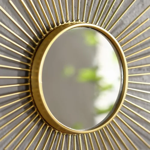 Miniatura 5 de Espejo grande dorado de 24 pulgadas, espejos de metal Starburst, espejo solar moderno de mediados de siglo, decoración de pared para sala de estar