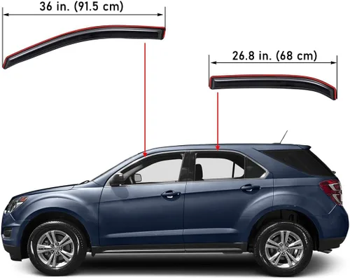 Miniatura 2 de Lightronic Visera de ventana de ventilación automática con clip extra duradero, compatible con Chevrolet Equinox 2010-2017, protección UV, deflector