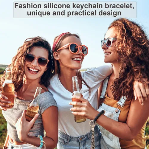 Miniatura 6 de Pusunas Llaveros para mujer para llavero de automóvil pulsera de pulsera cadenas de silicona con cuentas