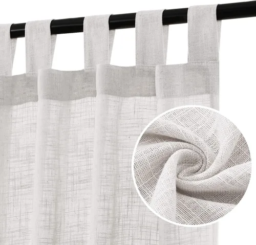 H.VERSAILTEX Cortinas de mezcla de lino – Cortinas de lino natural texturizado con pestaña superior para sala de estar, filtrado de luz de bajo