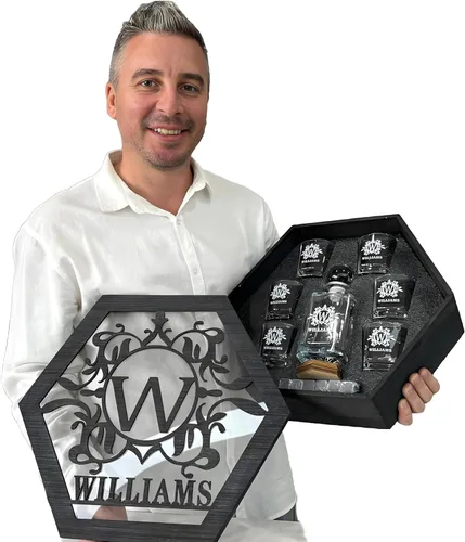 Miniatura 22 de Juego de decantadores de whisky personalizados para hombres, para el hogar, bar, decantadores de licor personalizados, caja de madera, vasos